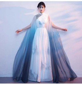 Chinese dresses for Womenm oriental performance qipao cheongsam Folk music Erhu guzheng performance Chinese  examination skirts